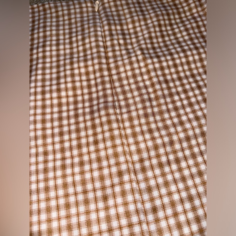 Hyfve Plaid Mini Skirt Tan Neutral Split Hem - Picture 6 of 10